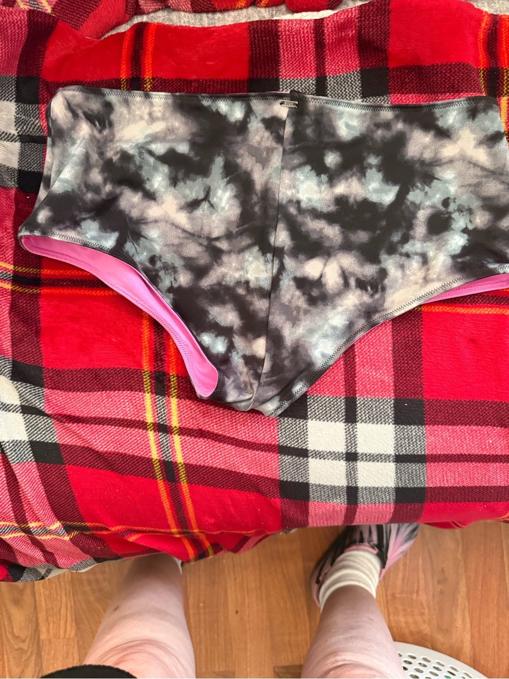 PINK Victoria's Secret Gray Bikini Bottom with Pink Trim